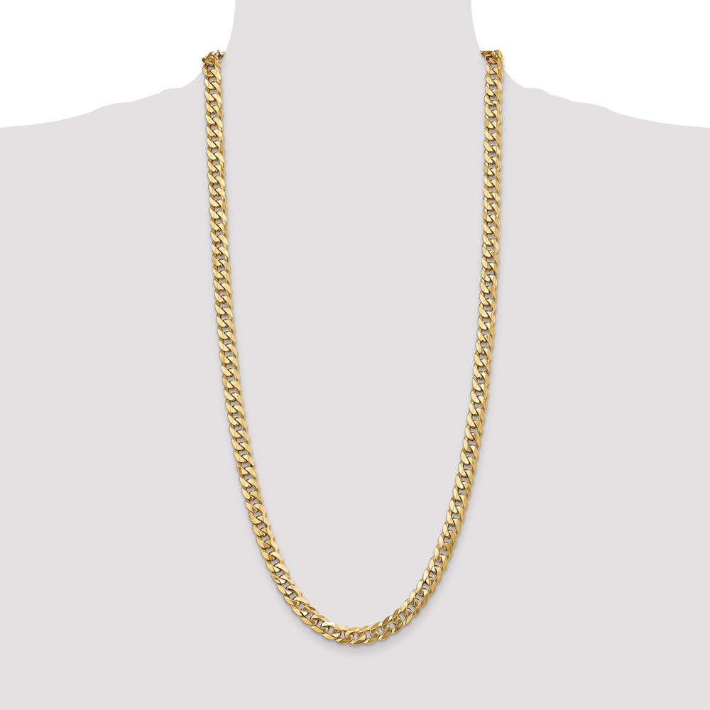 14K 30 inch 8mm Flat Beveled Curb with Lobster Clasp Chain (FBU200-30)