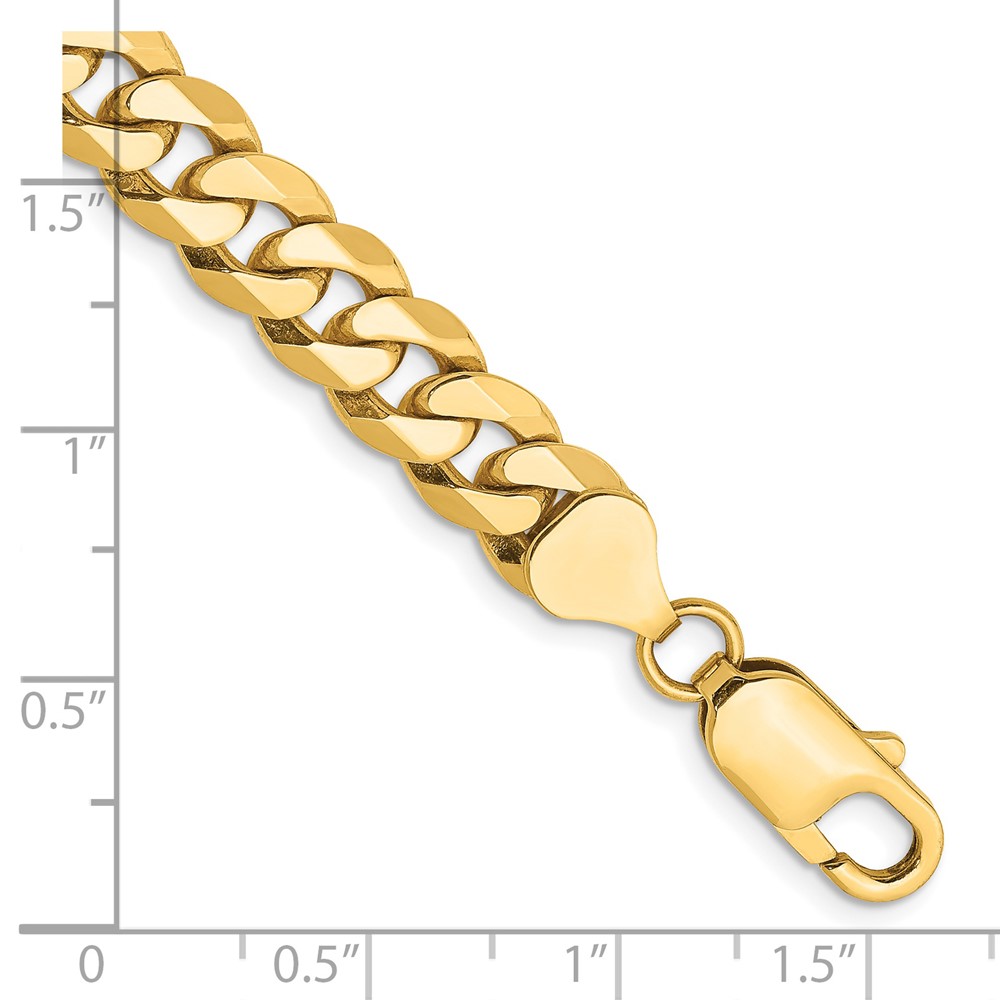 14K 8 inch 8mm Flat Beveled Curb with Lobster Clasp Bracelet (FBU200-8)