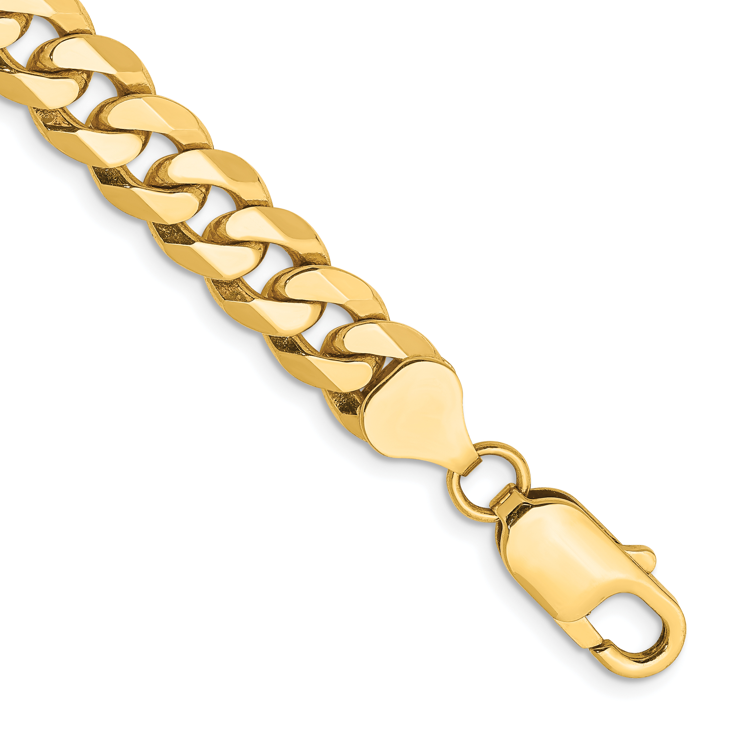 14K 8 inch 8mm Flat Beveled Curb with Lobster Clasp Bracelet (FBU200-8)