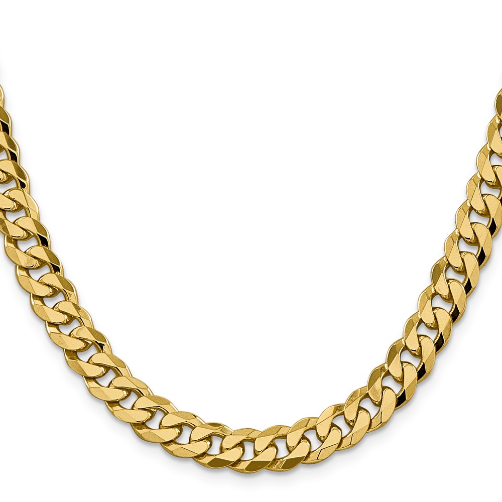 14K 20 inch 8.5mm Flat Beveled Curb with Lobster Clasp Chain (FBU220-20)