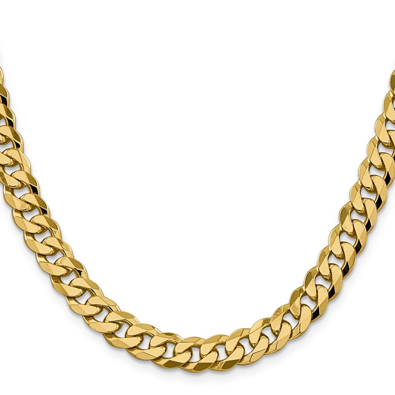 14K 20 inch 8.5mm Flat Beveled Curb with Lobster Clasp Chain
