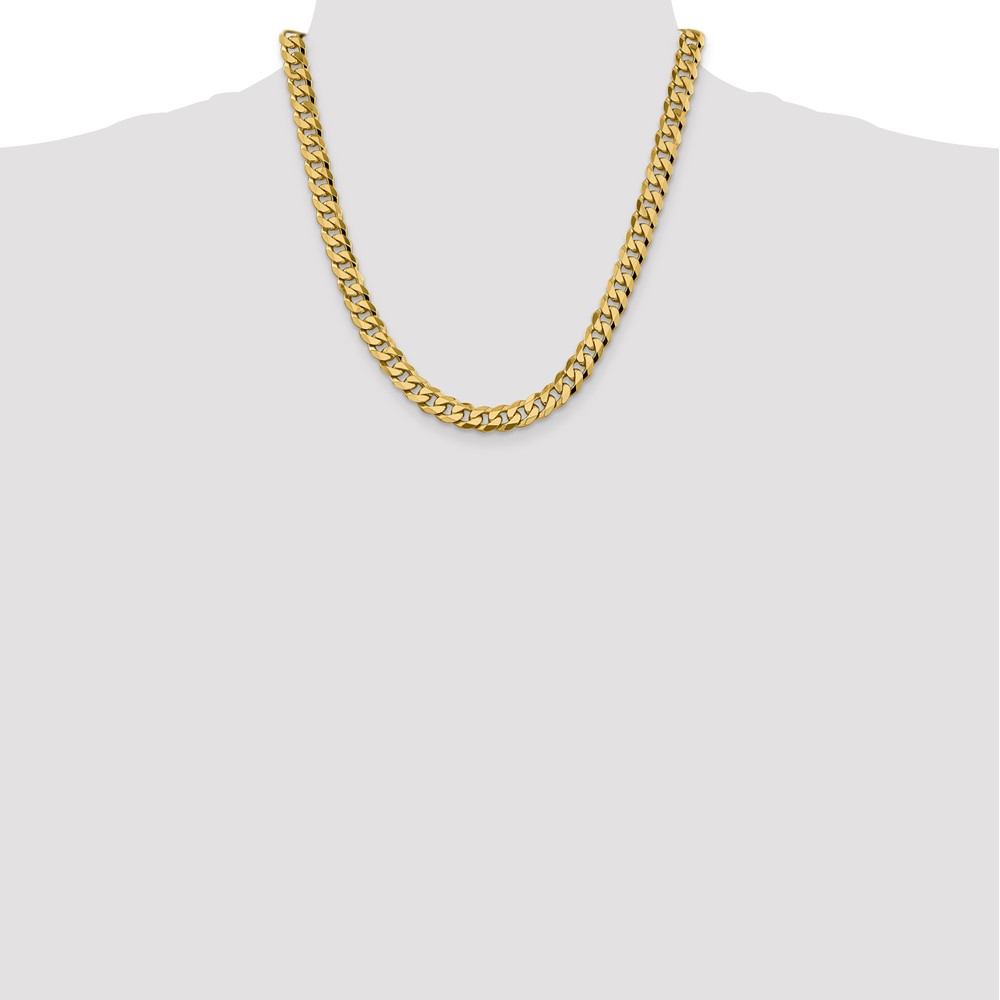 14K 20 inch 8.5mm Flat Beveled Curb with Lobster Clasp Chain (FBU220-20)