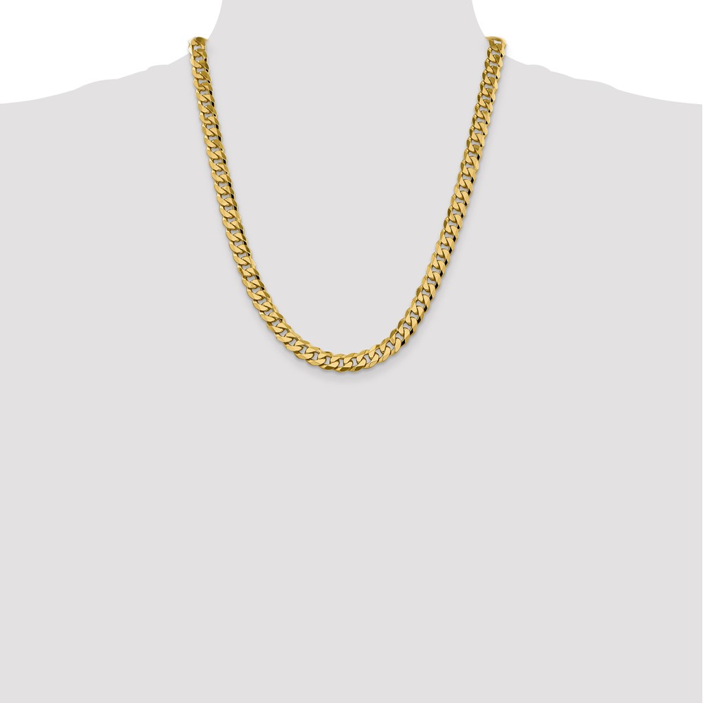 14K 22 inch 8.5mm Flat Beveled Curb with Lobster Clasp Chain (FBU220-22)
