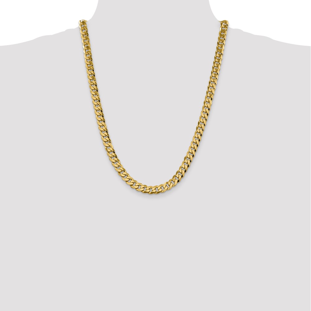 14K 24 inch 8.5mm Flat Beveled Curb with Lobster Clasp Chain (FBU220-24)