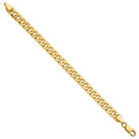 14K 8.5mm Yellow Gold Flat Beveled Curb Bracelet with Lobster Clasp, 8" view 2