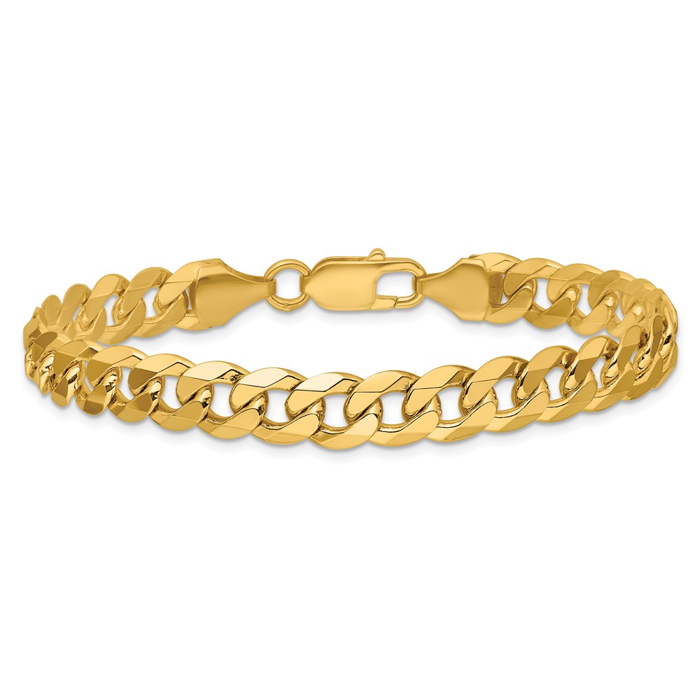 14K 9 inch 8.5mm Flat Beveled Curb with Lobster Clasp Chain (FBU220-9)