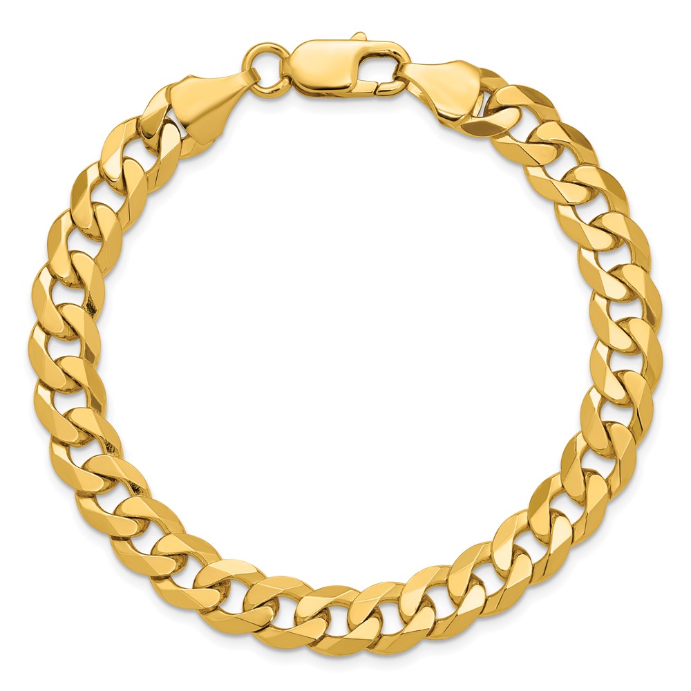 14K 9 inch 8.5mm Flat Beveled Curb with Lobster Clasp Chain (FBU220-9)
