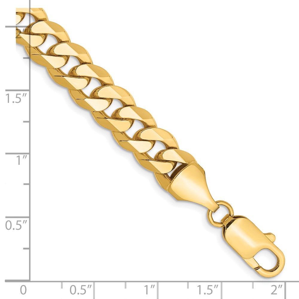 14K 9 inch 8.5mm Flat Beveled Curb with Lobster Clasp Chain (FBU220-9)