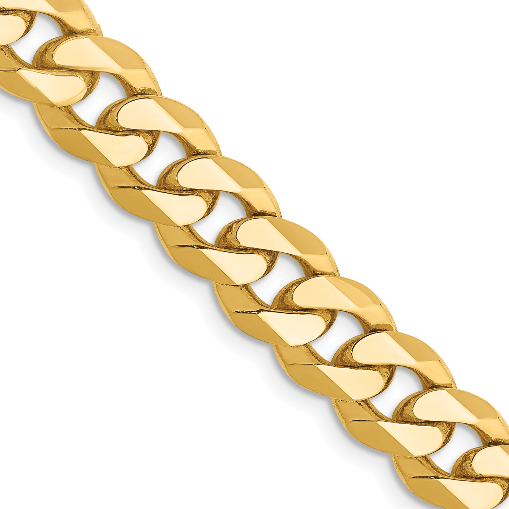 14K 20 inch 8.5mm Flat Beveled Curb with Lobster Clasp Chain (FBU220-20)
