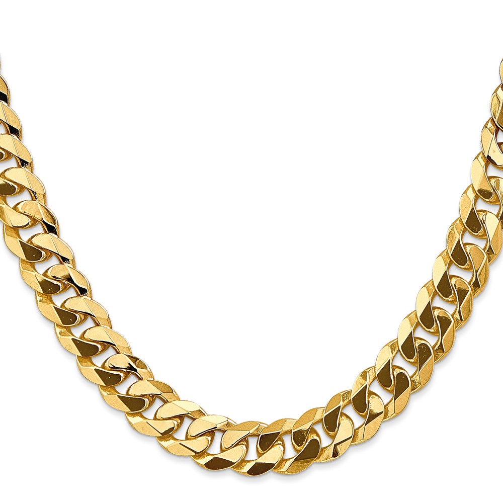 14K 28 inch 9.5mm Flat Beveled Curb with Lobster Clasp Chain (FBU250-28)