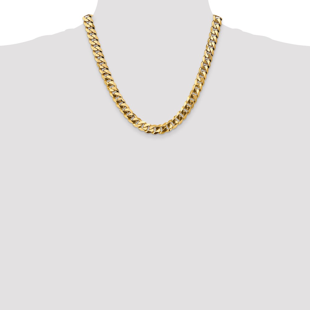 14K 20 inch 9.5mm Flat Beveled Curb with Lobster Clasp Chain (FBU250-20)