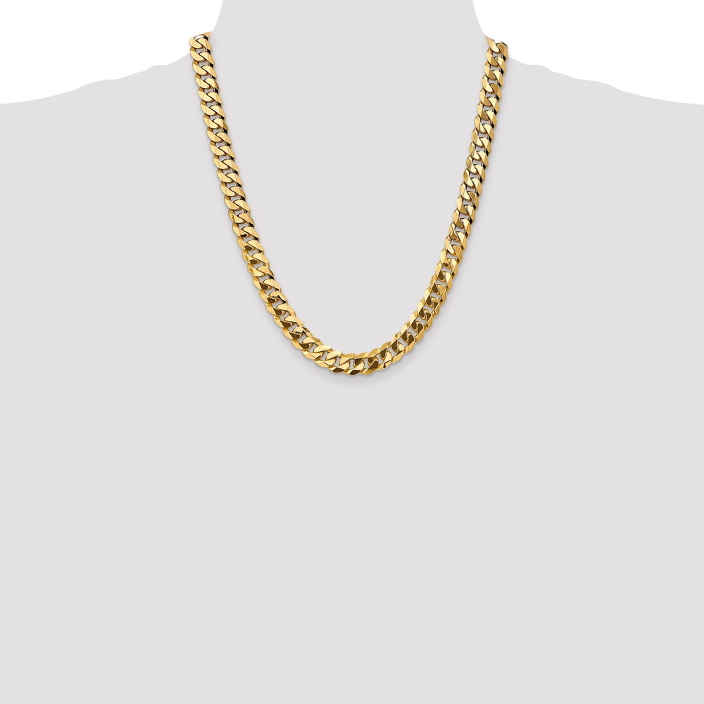 14K 22 inch 9.5mm Flat Beveled Curb with Lobster Clasp Chain (FBU250-22)