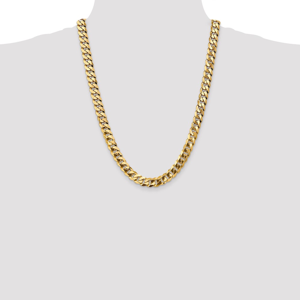 14K 24 inch 9.5mm Flat Beveled Curb with Lobster Clasp Chain (FBU250-24)