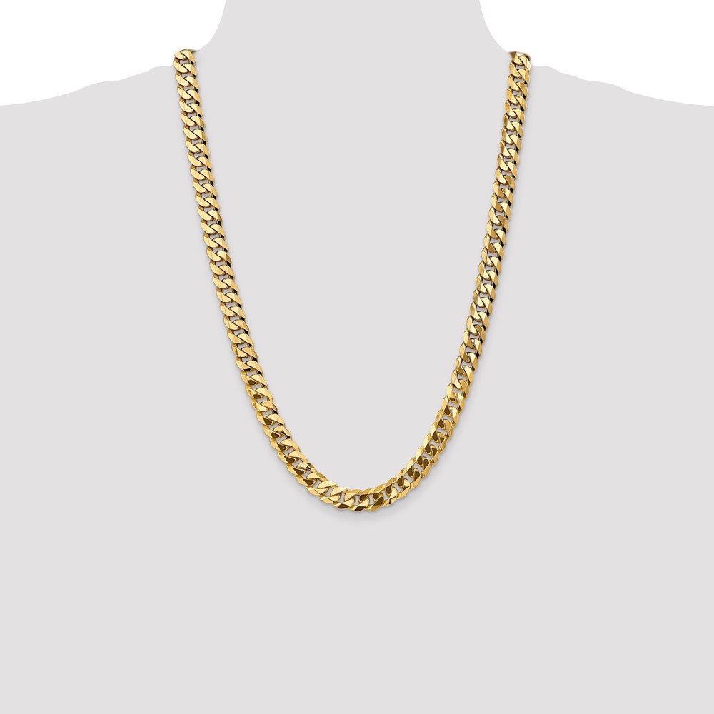 14K 26 inch 9.5mm Flat Beveled Curb with Lobster Clasp Chain (FBU250-26)