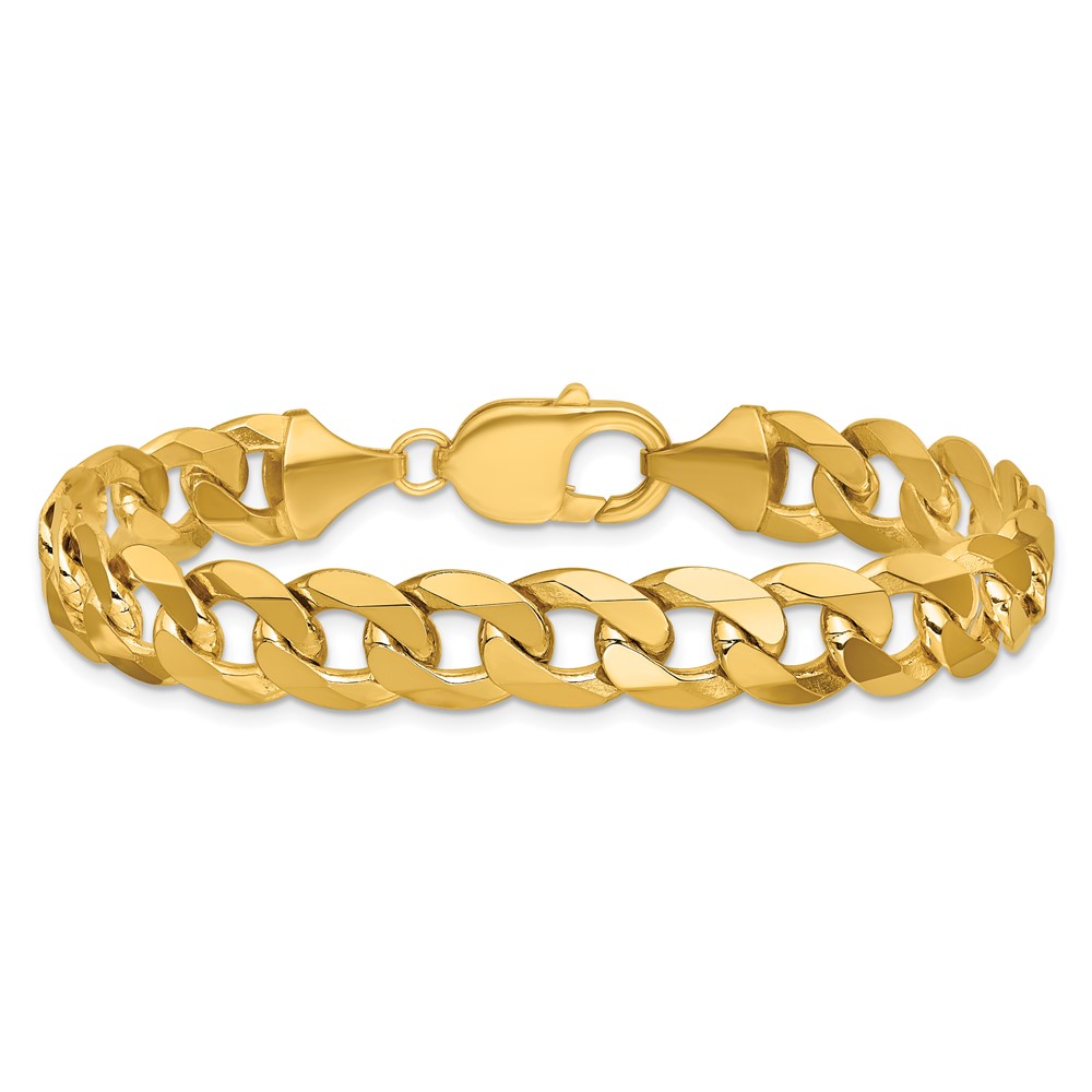 14K 8 inch 9.5mm Flat Beveled Curb with Lobster Clasp Bracelet (FBU250-8)