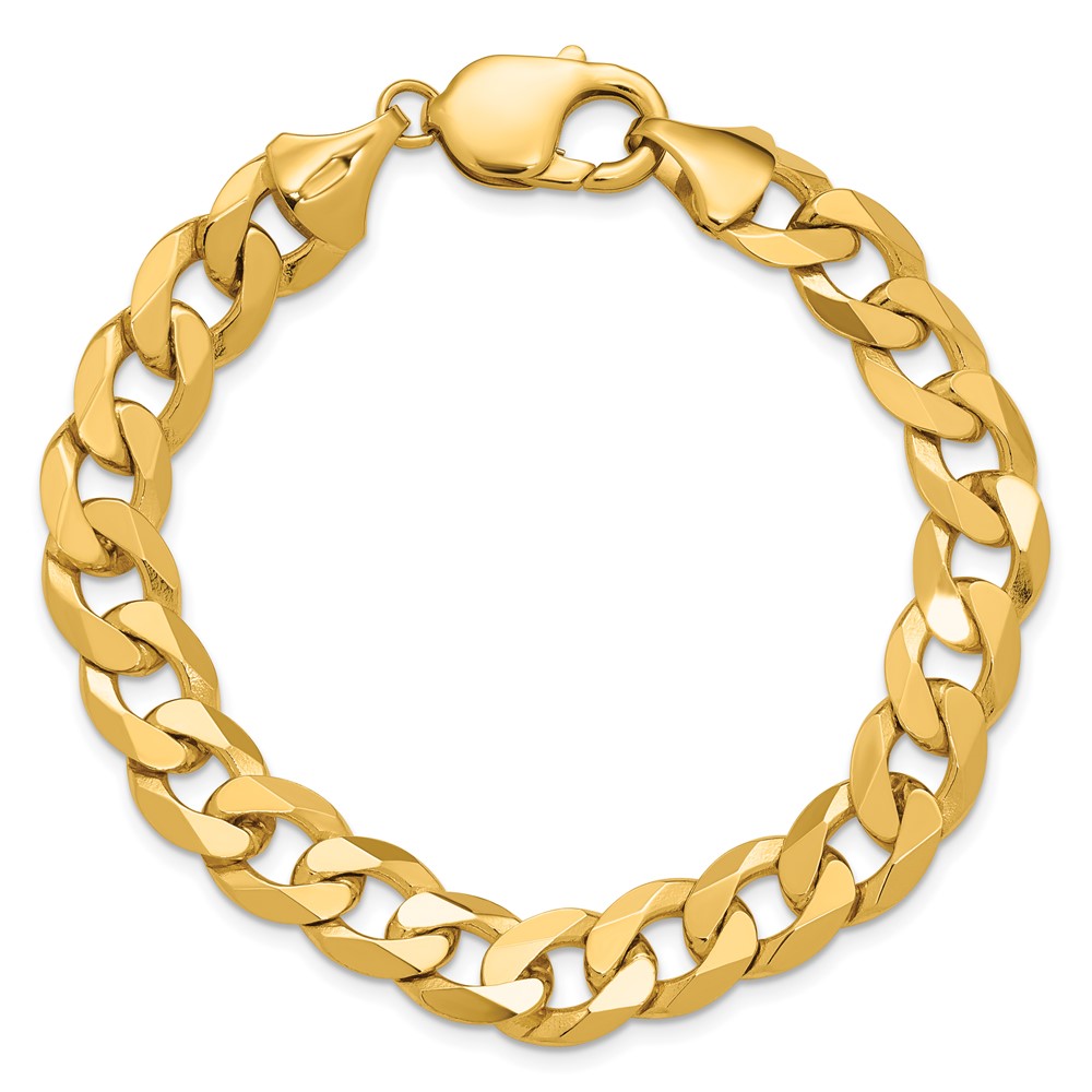 14K 8 inch 9.5mm Flat Beveled Curb with Lobster Clasp Bracelet (FBU250-8)