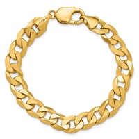 14K 9.5mm Yellow Gold Flat Beveled Curb Bracelet with Lobster Clasp, 8" view 5