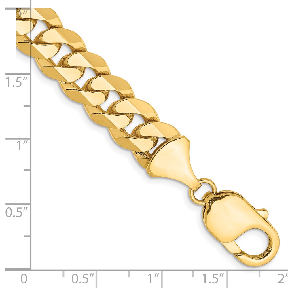 14K 8 inch 9.5mm Flat Beveled Curb with Lobster Clasp Bracelet (FBU250-8)