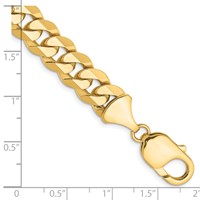 14K 9.5mm Yellow Gold Flat Beveled Curb Bracelet with Lobster Clasp, 8" view 3