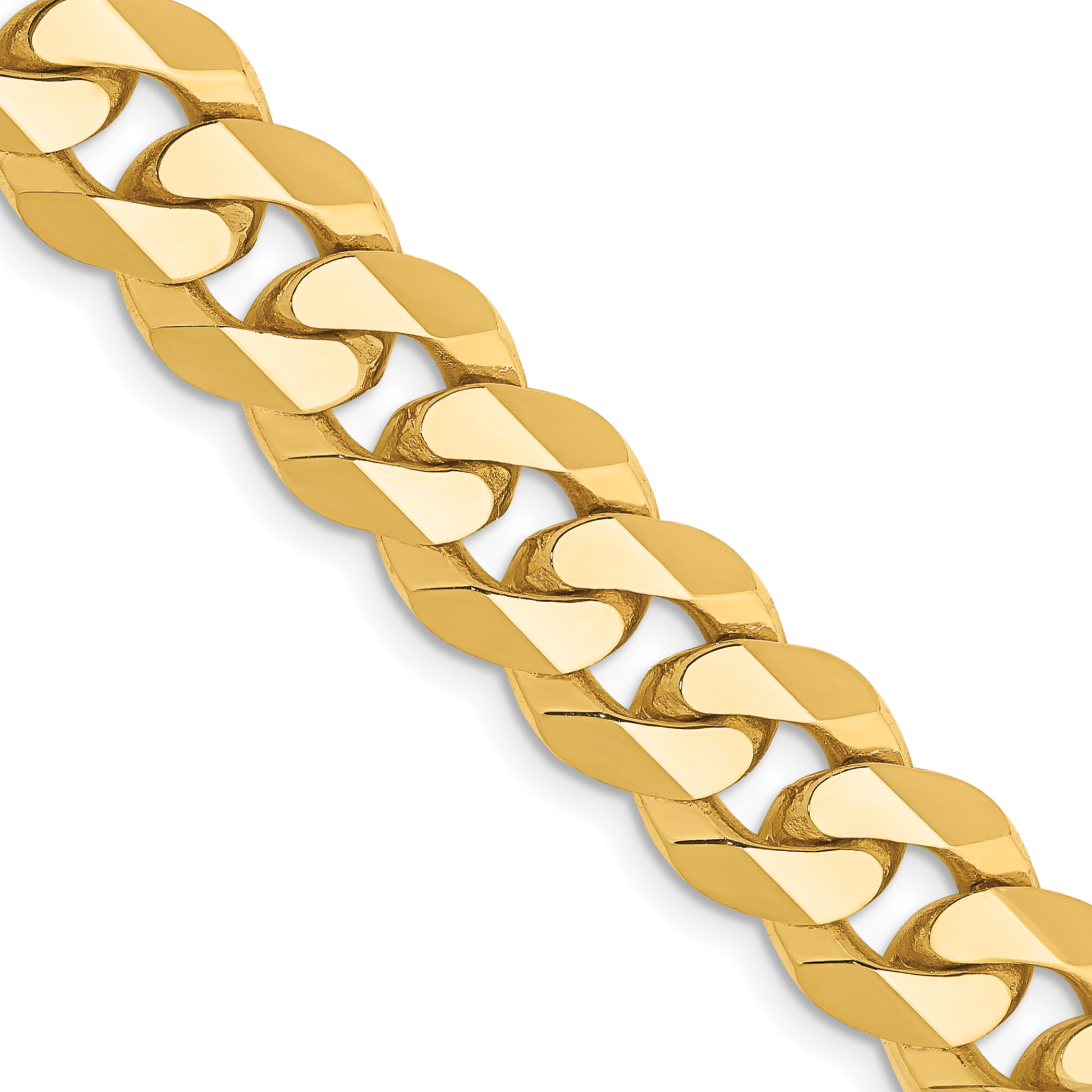 14K 24 inch 9.5mm Flat Beveled Curb with Lobster Clasp Chain (FBU250-24)