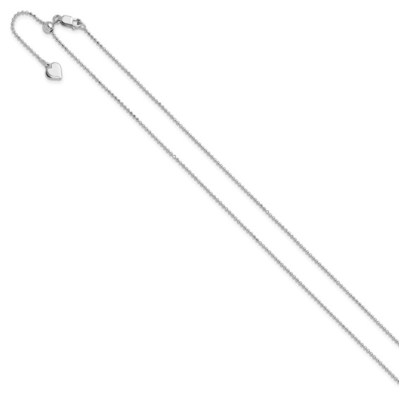 Leslie's Sterling Silver Rh-plated Polished/Diamond-cut Adjustable Chain