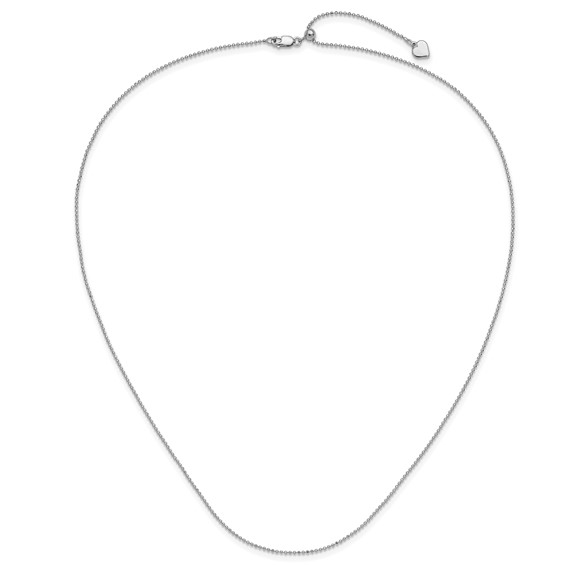 Leslie's Sterling Silver Rh-plated Polished/Diamond-cut Adjustable Chain