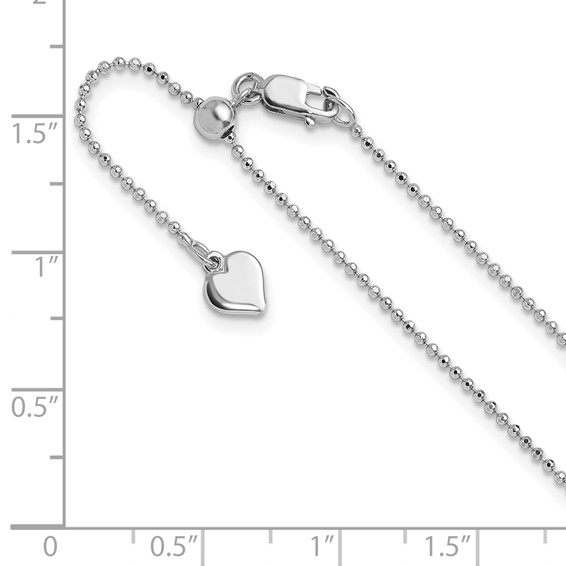 Leslie's Sterling Silver Rh-plated Polished/Diamond-cut Adjustable Chain