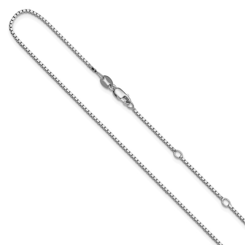 SS Rh-plated 1.2mm Box 1in+1in Adjustable Chain
