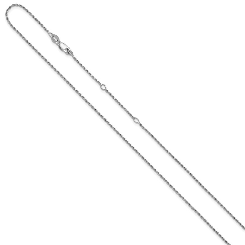 Sterling Silver RH-plt 1.2mm D/C Rope 1in+1in Adjustable Chain