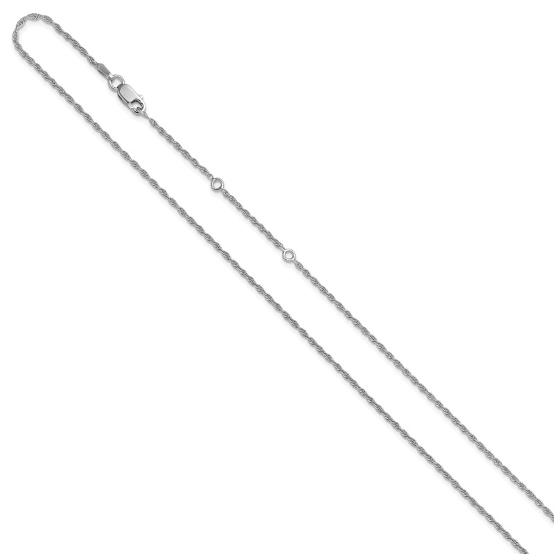 Sterling Silver RH-plt 1.55mm Loose Rope 1in+1in Adjustable Chain