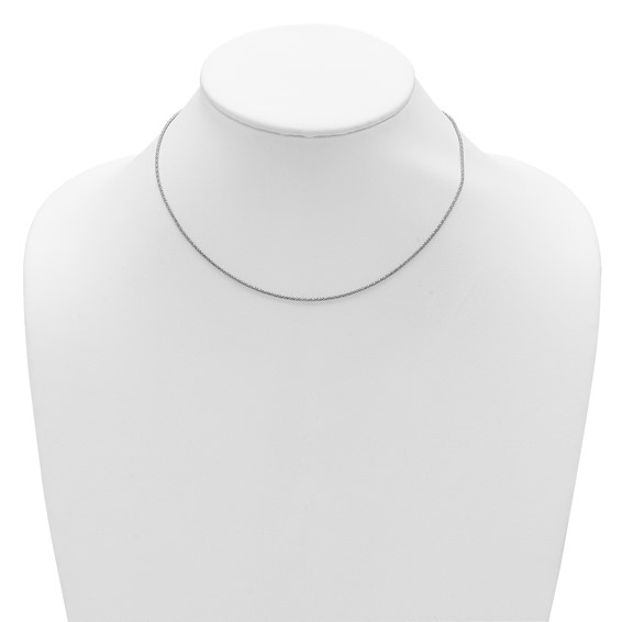 Leslie's Sterling Silver RH-plt 1.2mm D/C Popcorn 1in+1in Adjustable Chain