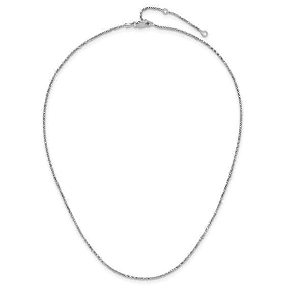Leslie's Sterling Silver RH-plt 1.2mm D/C Popcorn 1in+1in Adjustable Chain