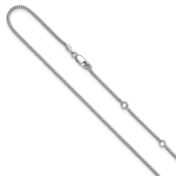 Leslie's Sterling Silver RH-plt 1.4mm Popcorn 1in+1in Adjustable Chain