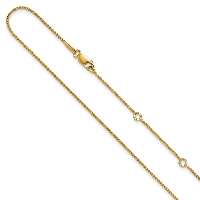 Sterling Silver Gold-plated 1mm Spiga 1in+1in Adjustable Chain