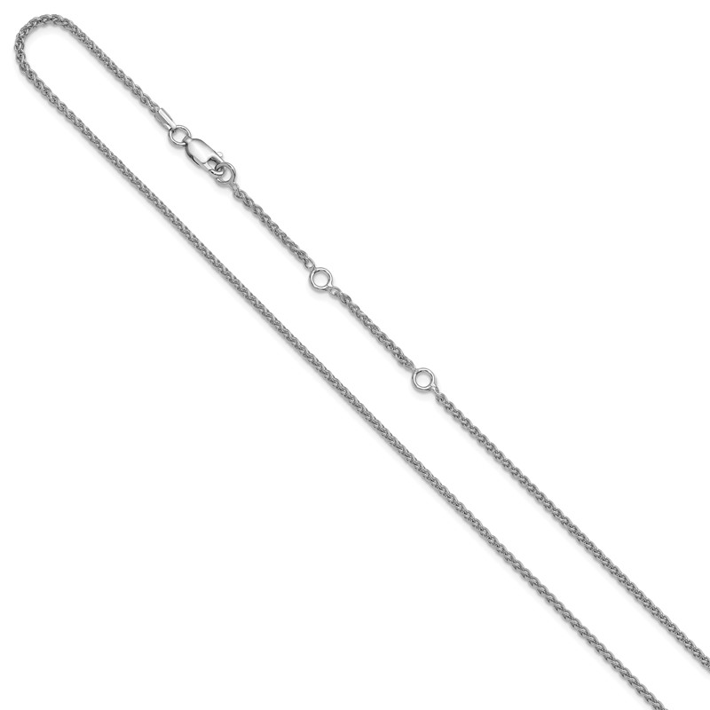 Sterling Silver Rh-plated 1.6mm Spiga 1in+1in Adjustable Chain