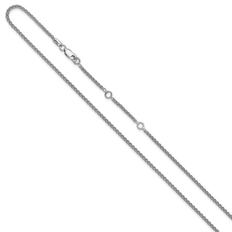 Sterling Silver Rh-plated 1.9mm Spiga 1in+1in Adjustable Chain