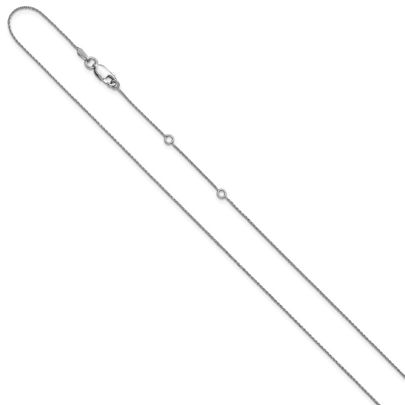Sterling Silver RH-plt .85mm D/C Spiga 1in+1in Adjustable Chain