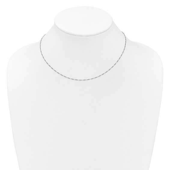 Leslie's Sterling Silver RH-plated 1.45mm Figaro 1in+1in Adjustable Chain