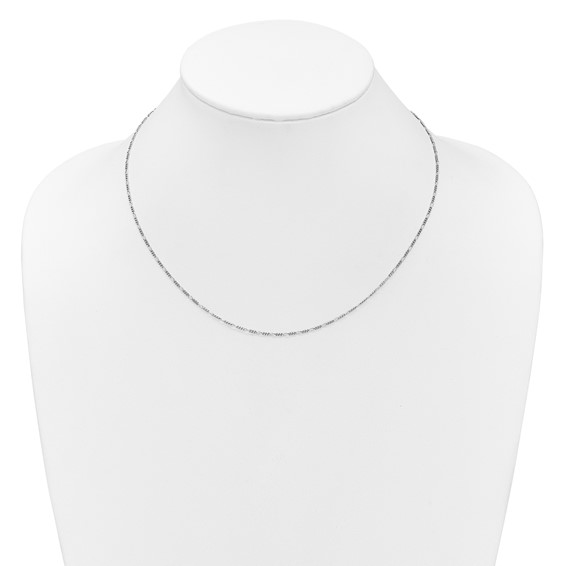 Leslie's Sterling Silver RH-plated 1.45mm Figaro 1in+1in Adjustable Chain