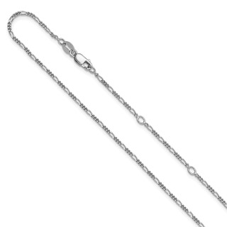 Leslie's Sterling Silver RH-plated 1.45mm Figaro 1in+1in Adjustable Chain