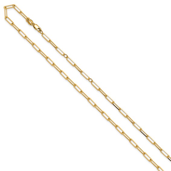 Leslie's Sterling Silver Gold-plt 3.1mm Paperclip 1in+1in Adj. Chain