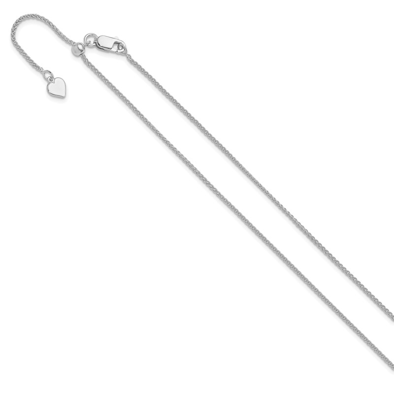 Sterling Silver RH-plated Adjustable 1.3mm Spiga Chain