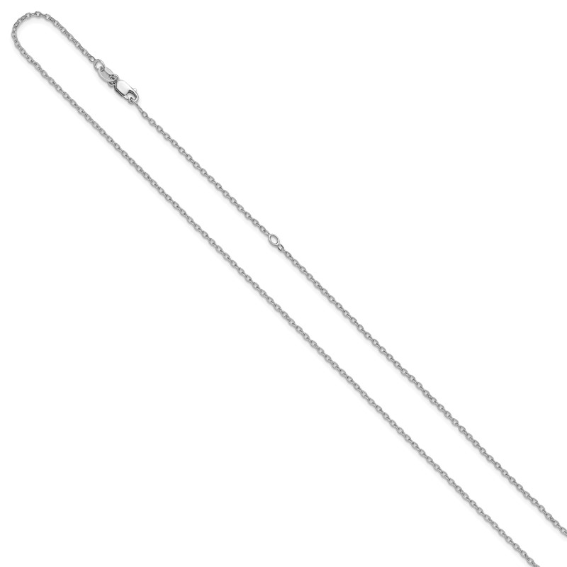 Sterling Silver RH-plated 1.2mm Cable 16in w/2in ext. Chain