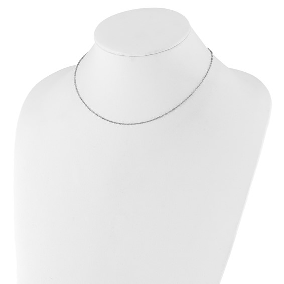 Leslie's Sterling Silver RH-plated 1.2mm Cable 16in w/2in ext. Chain