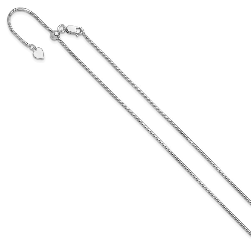 Sterling Silver RH-plated Adjustable 1.6mm Snake Chain