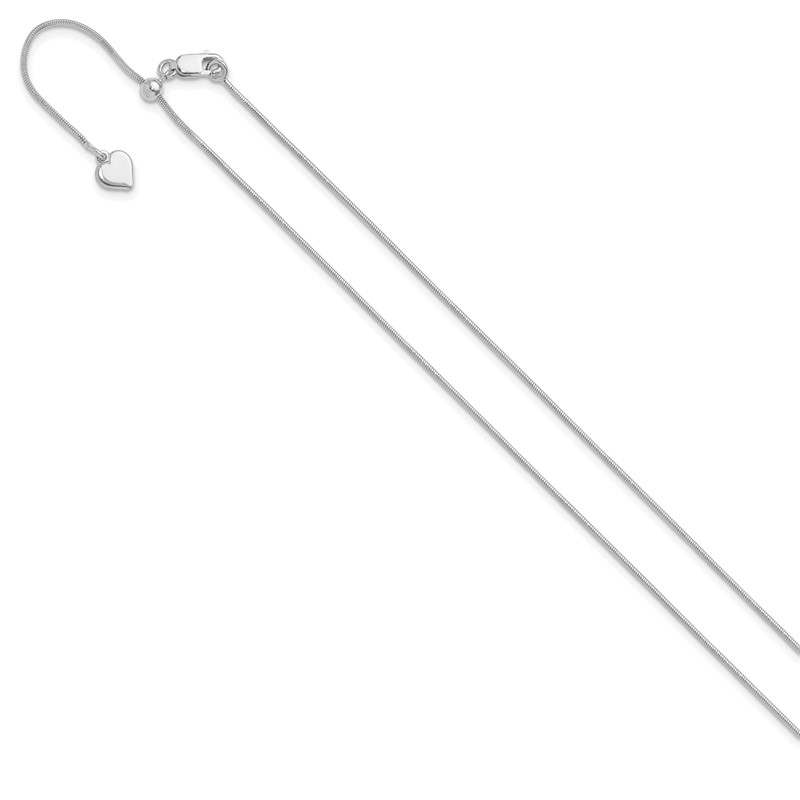 Sterling Silver RH-plated Adjustable .95mm Snake Chain