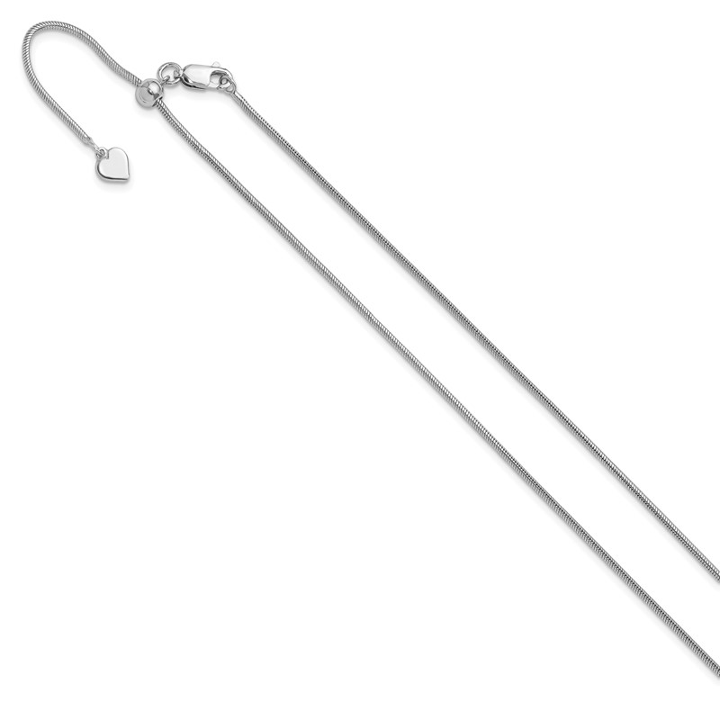 Sterling Silver RH-plated Adjustable 1.4mm Snake Chain
