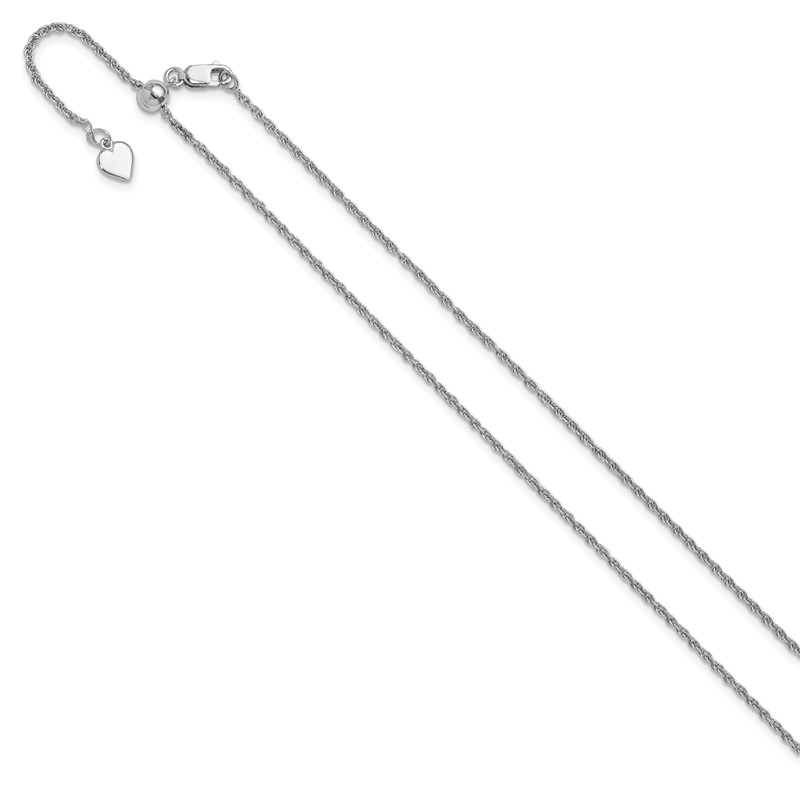 Sterling Silver RH-plated Adjustable 1.55mm Loose Rope Chain