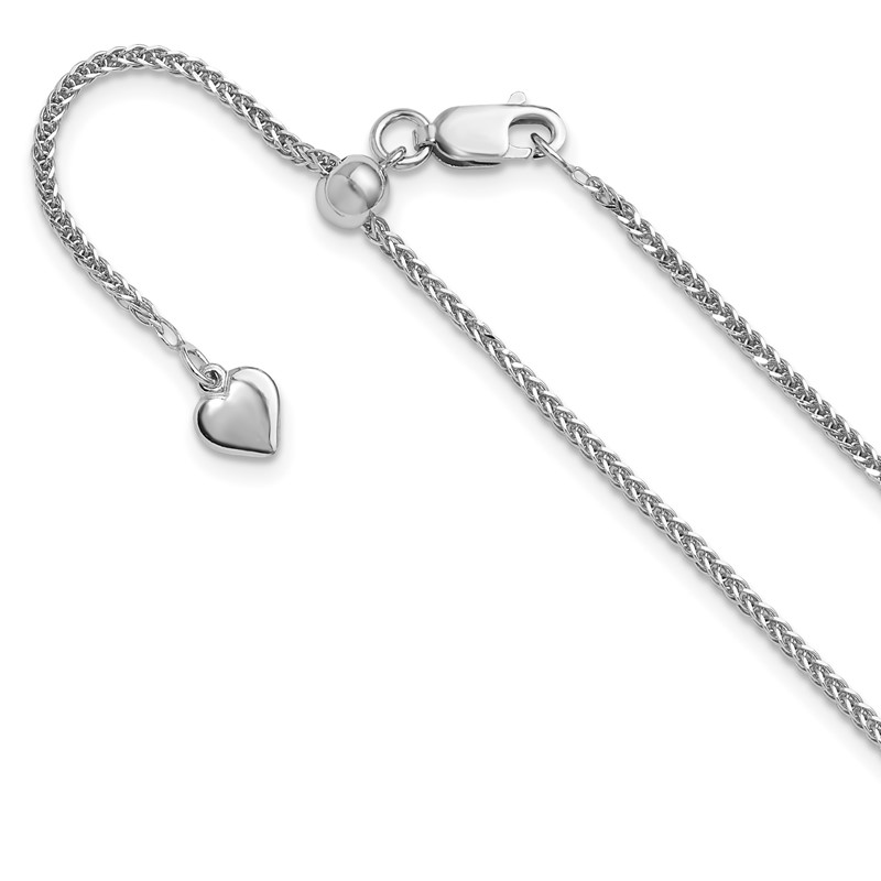 Sterling Silver RH-plt Adjustable 1.45mm D/C Square Spiga Chain