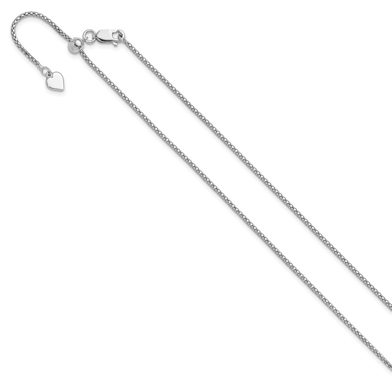 Sterling Silver RH-plated Adjustable 1.4mm Popcorn Chain